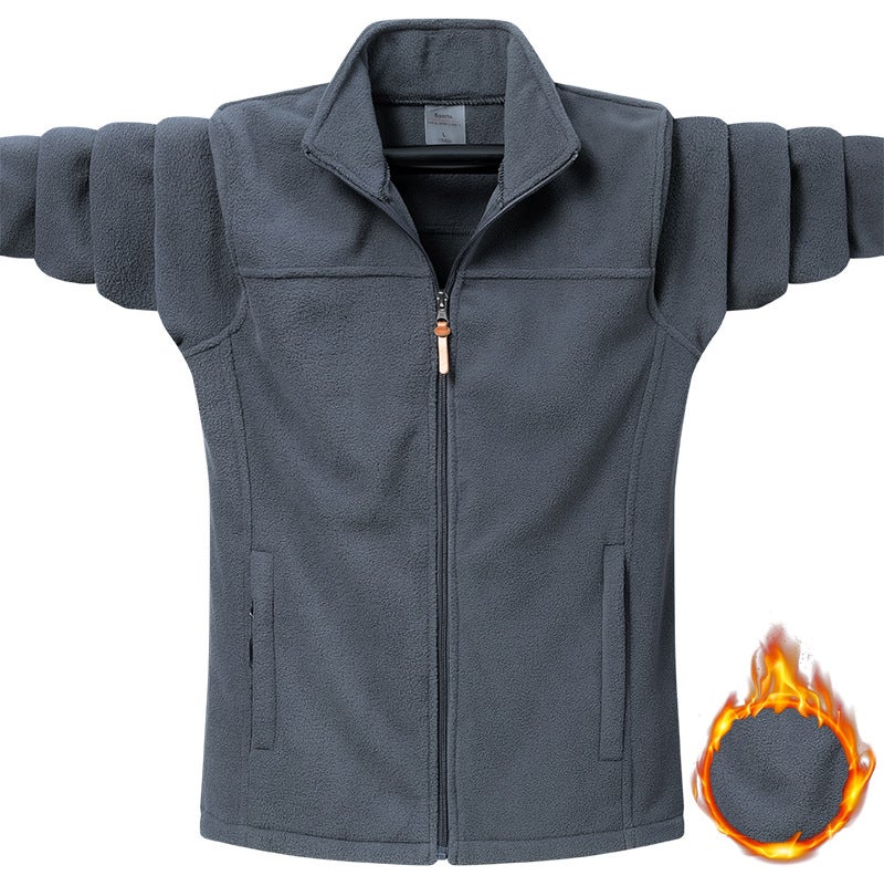 Fleece Jacket Men'S And Women'S Jacket Vertical Collar Cardigan Thickened Insulation Double-Sided Shake - Image 4